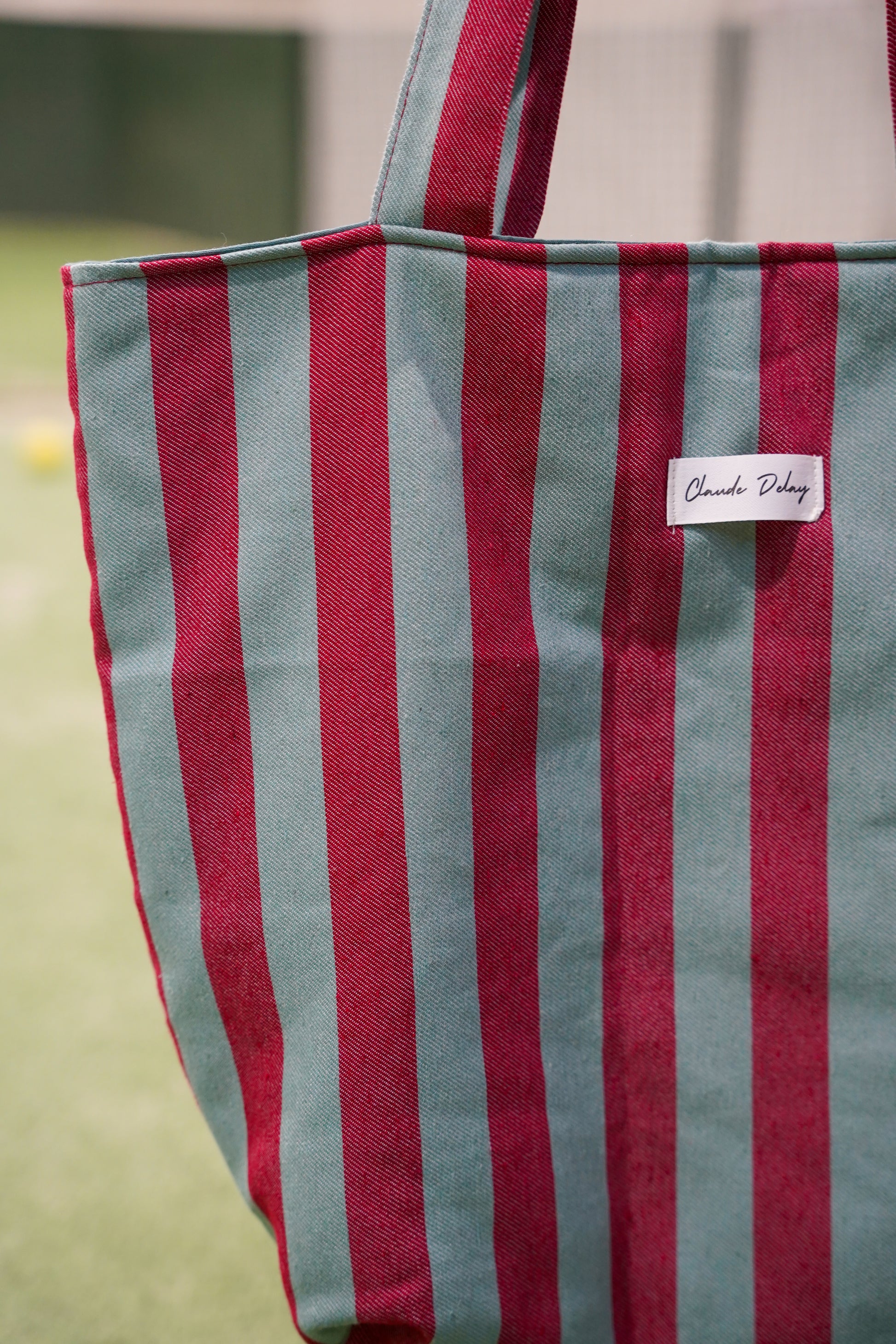 Bolso rayas granate y verde
