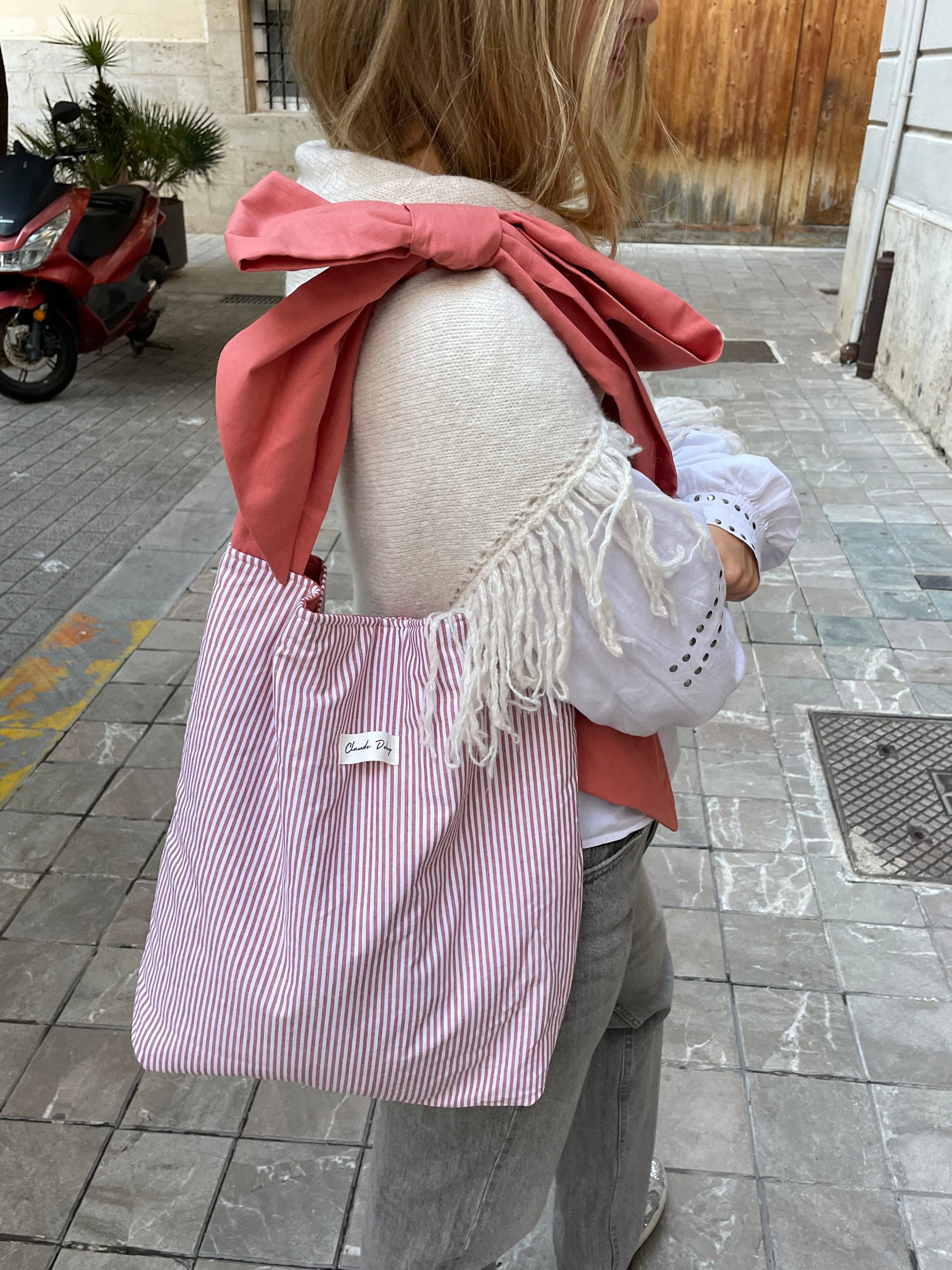 Bolso rayas caldera con lazada