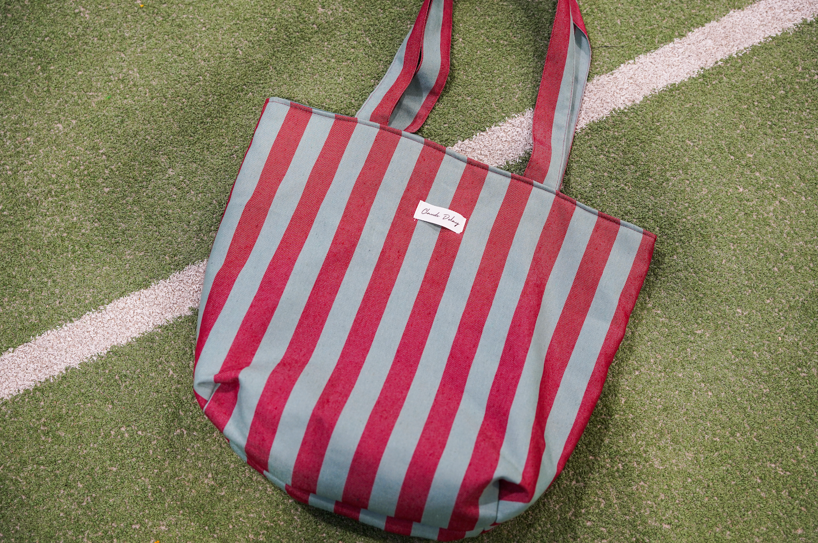 Bolso rayas granate y verde
