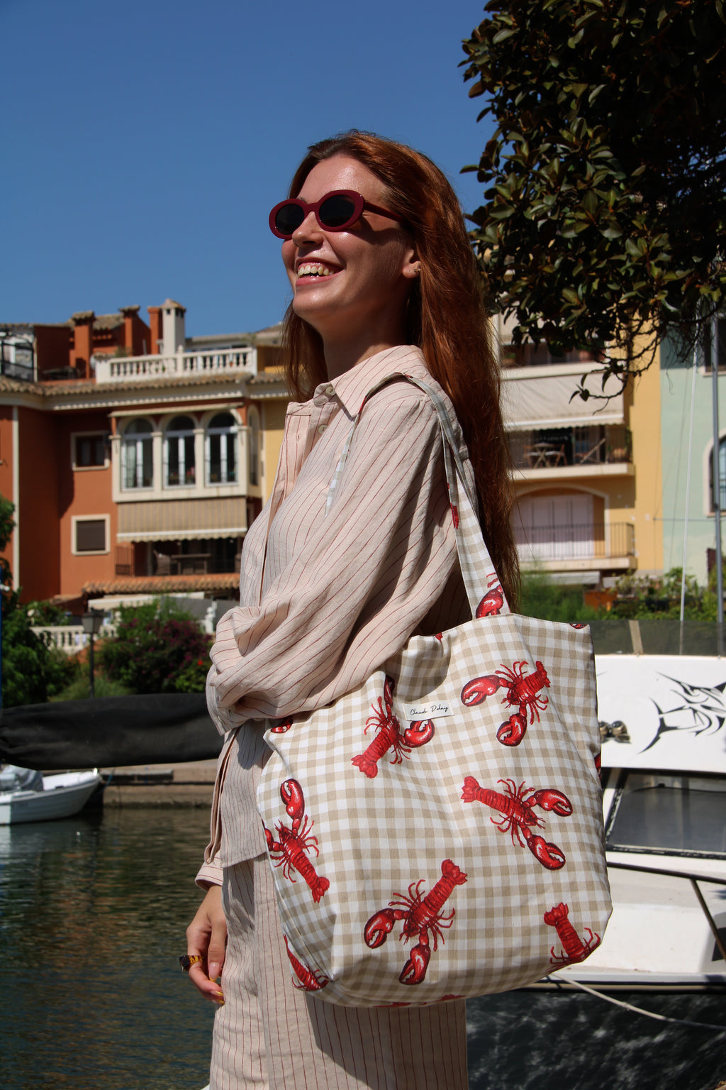 Bolso vichy beige langostas
