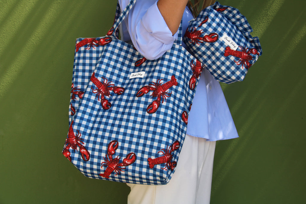 Bolso vichy azul langostas